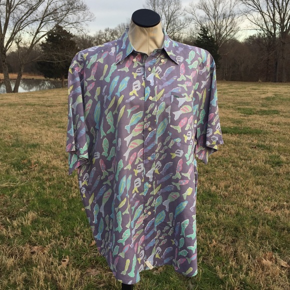 Vintage Tommy Hilfiger Psychedelic Fish Shirt Sz L - Picture 8 of 8